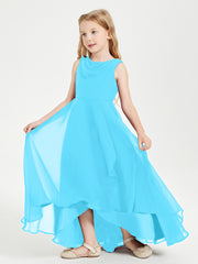 Modern Asymmetrical Cowl Neck Junior Bridesmaid Dresses Pool