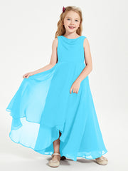 Modern Asymmetrical Cowl Neck Junior Bridesmaid Dresses Pool