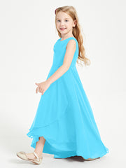 Modern Asymmetrical Cowl Neck Junior Bridesmaid Dresses Pool
