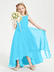 Modern Asymmetrical Cowl Neck Junior Bridesmaid Dresses Pool