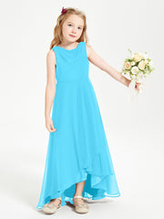 Modern Asymmetrical Cowl Neck Junior Bridesmaid Dresses Pool
