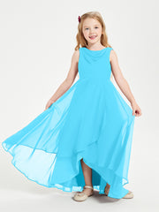 Modern Asymmetrical Cowl Neck Junior Bridesmaid Dresses Pool