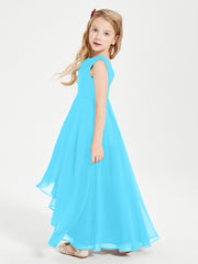 Modern Asymmetrical Cowl Neck Junior Bridesmaid Dresses Pool