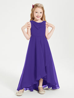 Modern Asymmetrical Cowl Neck Junior Bridesmaid Dresses Regency