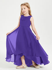 Modern Asymmetrical Cowl Neck Junior Bridesmaid Dresses Regency