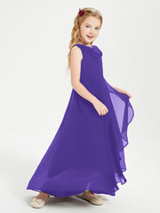 Modern Asymmetrical Cowl Neck Junior Bridesmaid Dresses Regency