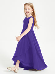 Modern Asymmetrical Cowl Neck Junior Bridesmaid Dresses Regency