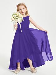 Modern Asymmetrical Cowl Neck Junior Bridesmaid Dresses Regency