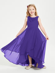 Modern Asymmetrical Cowl Neck Junior Bridesmaid Dresses Regency