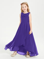 Modern Asymmetrical Cowl Neck Junior Bridesmaid Dresses Regency