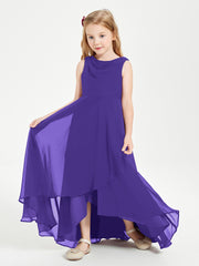 Modern Asymmetrical Cowl Neck Junior Bridesmaid Dresses Regency