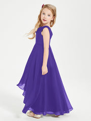 Modern Asymmetrical Cowl Neck Junior Bridesmaid Dresses Regency