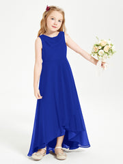 Modern Asymmetrical Cowl Neck Junior Bridesmaid Dresses Royal Blue