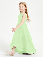 Modern Asymmetrical Cowl Neck Junior Bridesmaid Dresses Sage