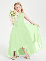 Modern Asymmetrical Cowl Neck Junior Bridesmaid Dresses Sage