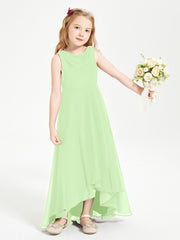 Modern Asymmetrical Cowl Neck Junior Bridesmaid Dresses Sage