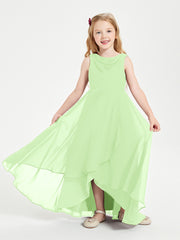 Modern Asymmetrical Cowl Neck Junior Bridesmaid Dresses Sage