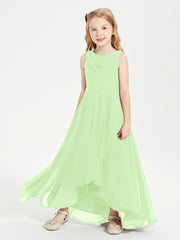 Modern Asymmetrical Cowl Neck Junior Bridesmaid Dresses Sage