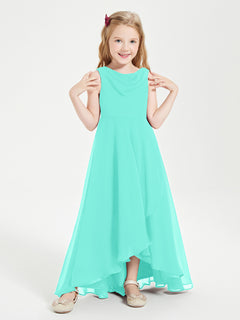 Modern Asymmetrical Cowl Neck Junior Bridesmaid Dresses Spa