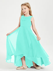 Modern Asymmetrical Cowl Neck Junior Bridesmaid Dresses Spa