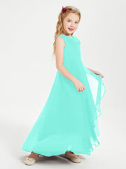 Modern Asymmetrical Cowl Neck Junior Bridesmaid Dresses Spa
