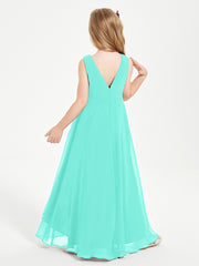 Modern Asymmetrical Cowl Neck Junior Bridesmaid Dresses Spa
