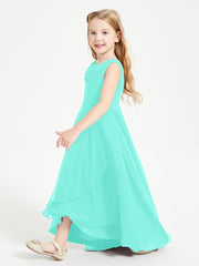Modern Asymmetrical Cowl Neck Junior Bridesmaid Dresses Spa