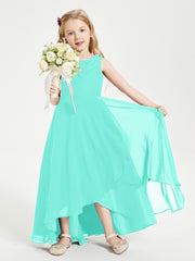 Modern Asymmetrical Cowl Neck Junior Bridesmaid Dresses Spa