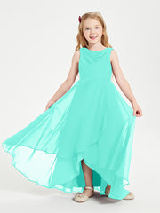 Modern Asymmetrical Cowl Neck Junior Bridesmaid Dresses Spa