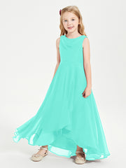 Modern Asymmetrical Cowl Neck Junior Bridesmaid Dresses Spa