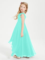 Modern Asymmetrical Cowl Neck Junior Bridesmaid Dresses Spa