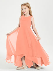 Modern Asymmetrical Cowl Neck Junior Bridesmaid Dresses Sunset