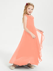 Modern Asymmetrical Cowl Neck Junior Bridesmaid Dresses Sunset