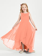 Modern Asymmetrical Cowl Neck Junior Bridesmaid Dresses Sunset