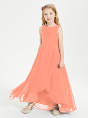 Modern Asymmetrical Cowl Neck Junior Bridesmaid Dresses Sunset