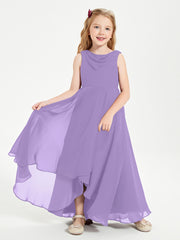 Modern Asymmetrical Cowl Neck Junior Bridesmaid Dresses Tahiti