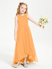 Modern Asymmetrical Cowl Neck Junior Bridesmaid Dresses Tangerine
