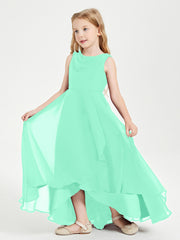 Modern Asymmetrical Cowl Neck Junior Bridesmaid Dresses Turquoise