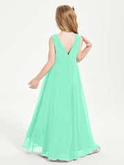 Modern Asymmetrical Cowl Neck Junior Bridesmaid Dresses Turquoise