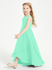 Modern Asymmetrical Cowl Neck Junior Bridesmaid Dresses Turquoise