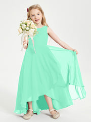 Modern Asymmetrical Cowl Neck Junior Bridesmaid Dresses Turquoise