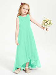Modern Asymmetrical Cowl Neck Junior Bridesmaid Dresses Turquoise