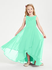 Modern Asymmetrical Cowl Neck Junior Bridesmaid Dresses Turquoise