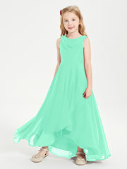 Modern Asymmetrical Cowl Neck Junior Bridesmaid Dresses Turquoise