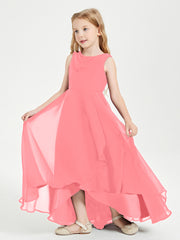 Modern Asymmetrical Cowl Neck Junior Bridesmaid Dresses Watermelon