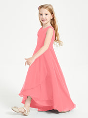Modern Asymmetrical Cowl Neck Junior Bridesmaid Dresses Watermelon