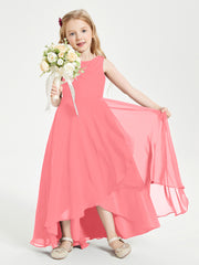 Modern Asymmetrical Cowl Neck Junior Bridesmaid Dresses Watermelon
