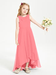 Modern Asymmetrical Cowl Neck Junior Bridesmaid Dresses Watermelon