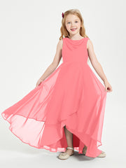Modern Asymmetrical Cowl Neck Junior Bridesmaid Dresses Watermelon