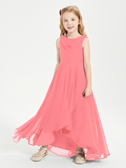 Modern Asymmetrical Cowl Neck Junior Bridesmaid Dresses Watermelon